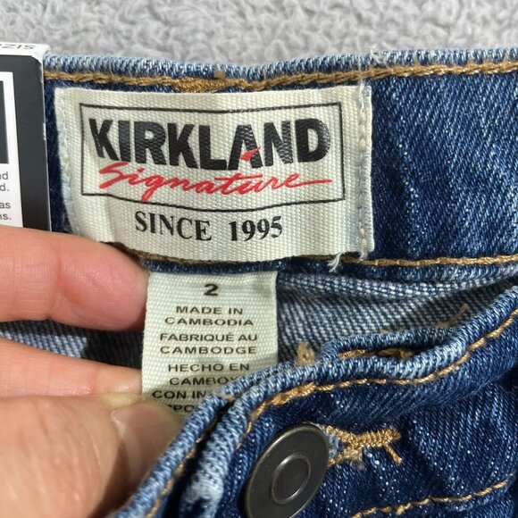 NEW Kirkland Signature Womens 2 High-Rise Straight Fit Jeans 99% Cottone Blue - Picture 4 of 9